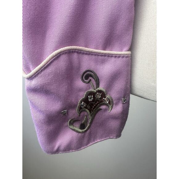 Scully Floral Embroidered Snap Front Cowgirl Shirt Western Top Women's Medium - Picture 8 of 16